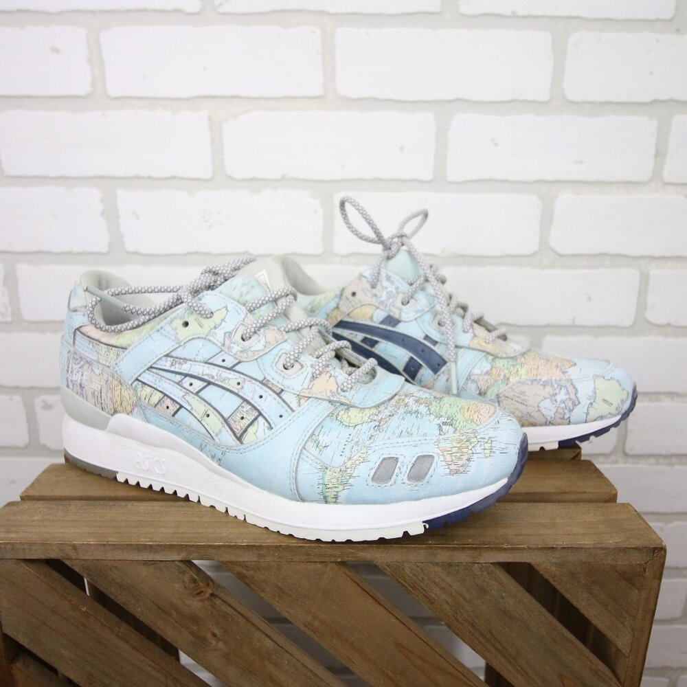 ASICS x ATMOS Gel Lyte III Sneakers Mens 8.5 US Sky World Map Great Cond